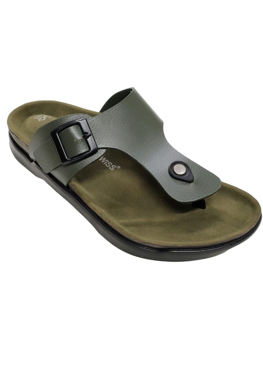 Men Olive Green Chappal