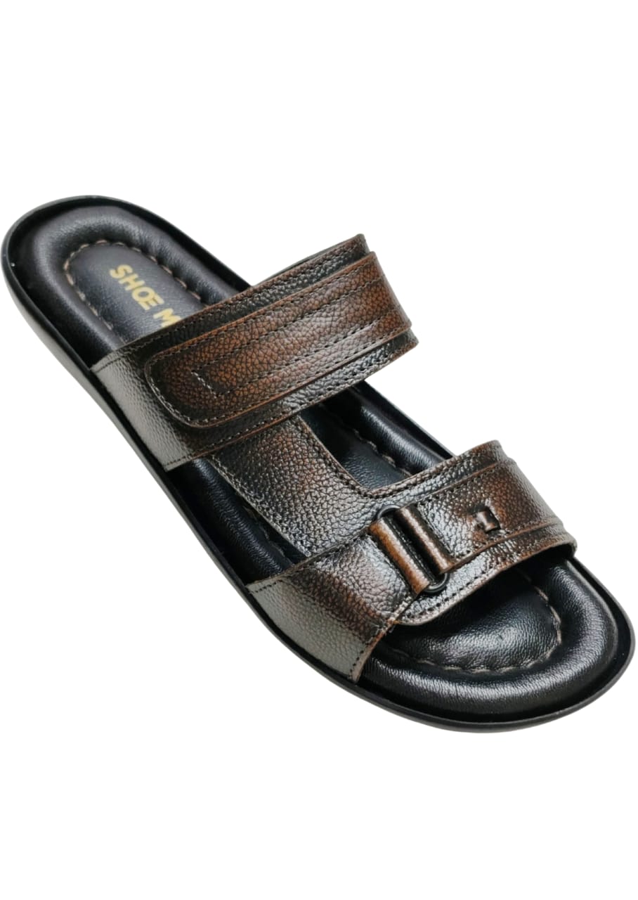 Men Black Shiny Chappal