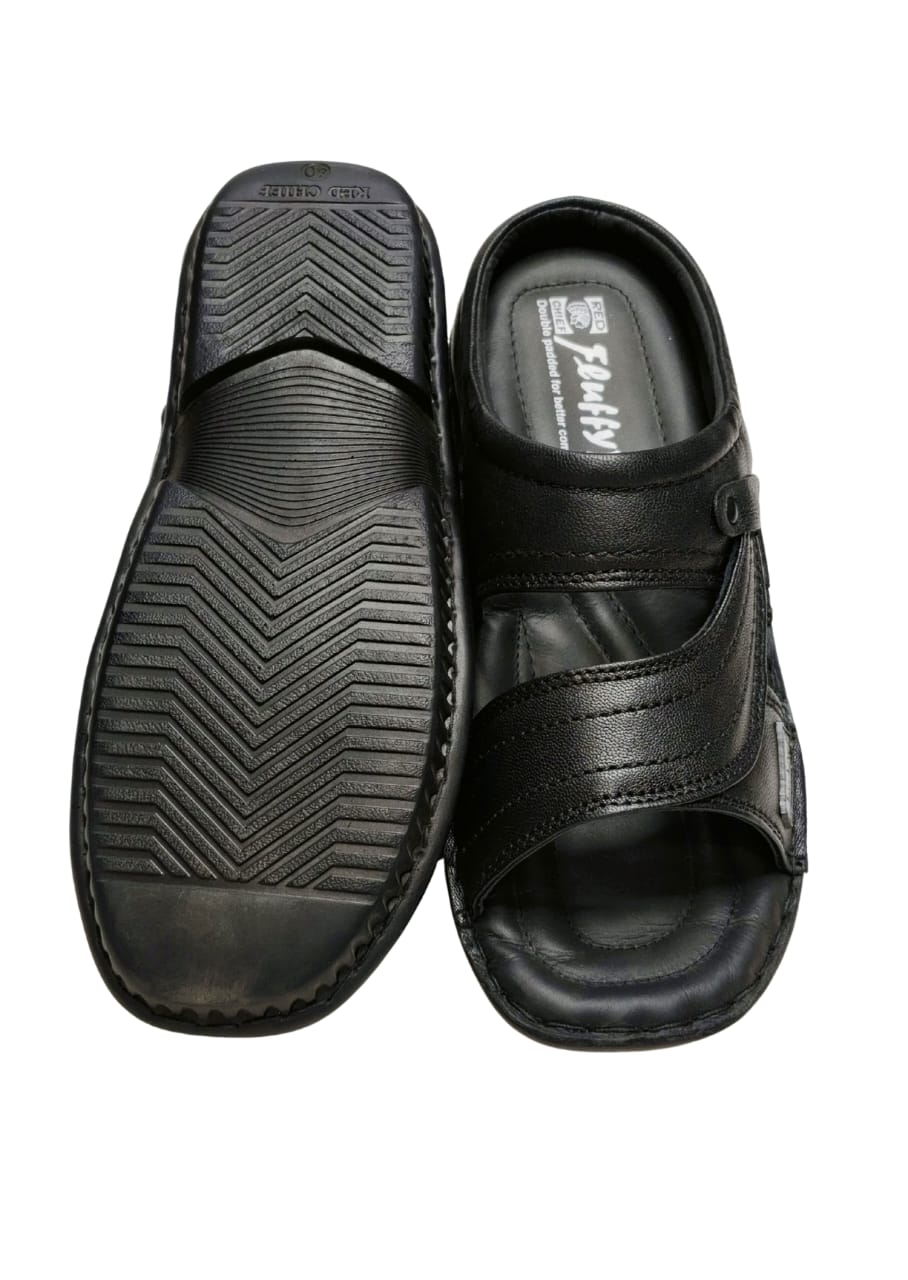 Men Black Leather Chappal