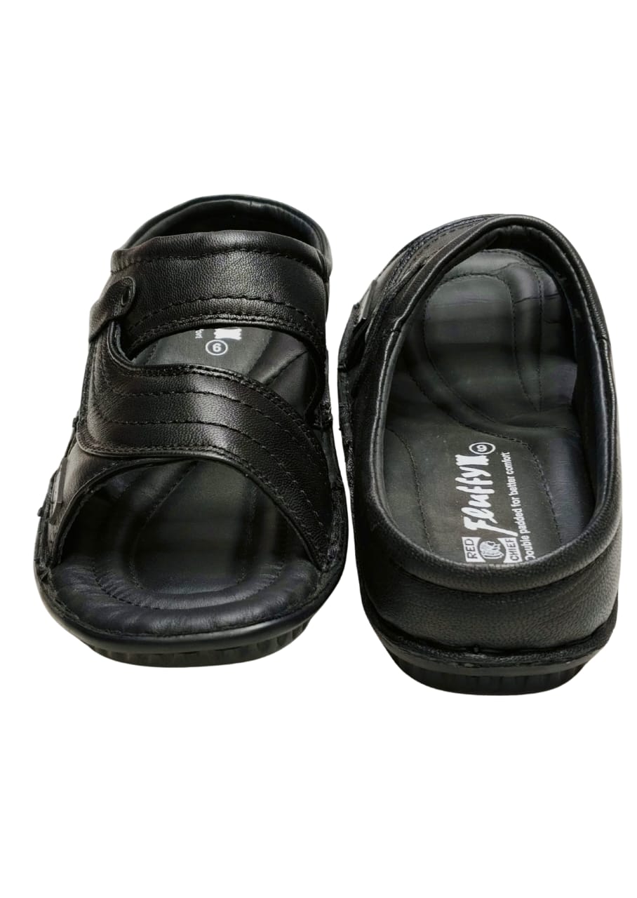 Men Black Leather Chappal