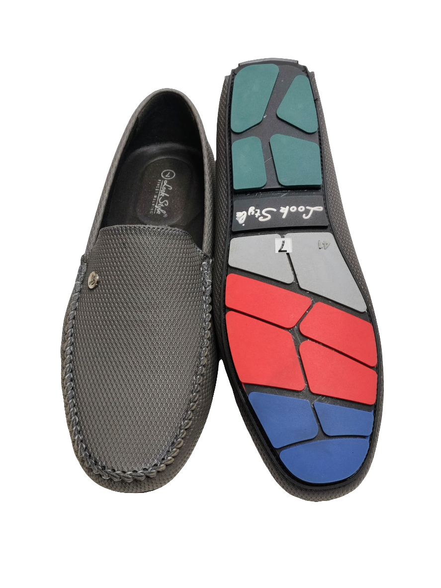 Grey Leather Loafers