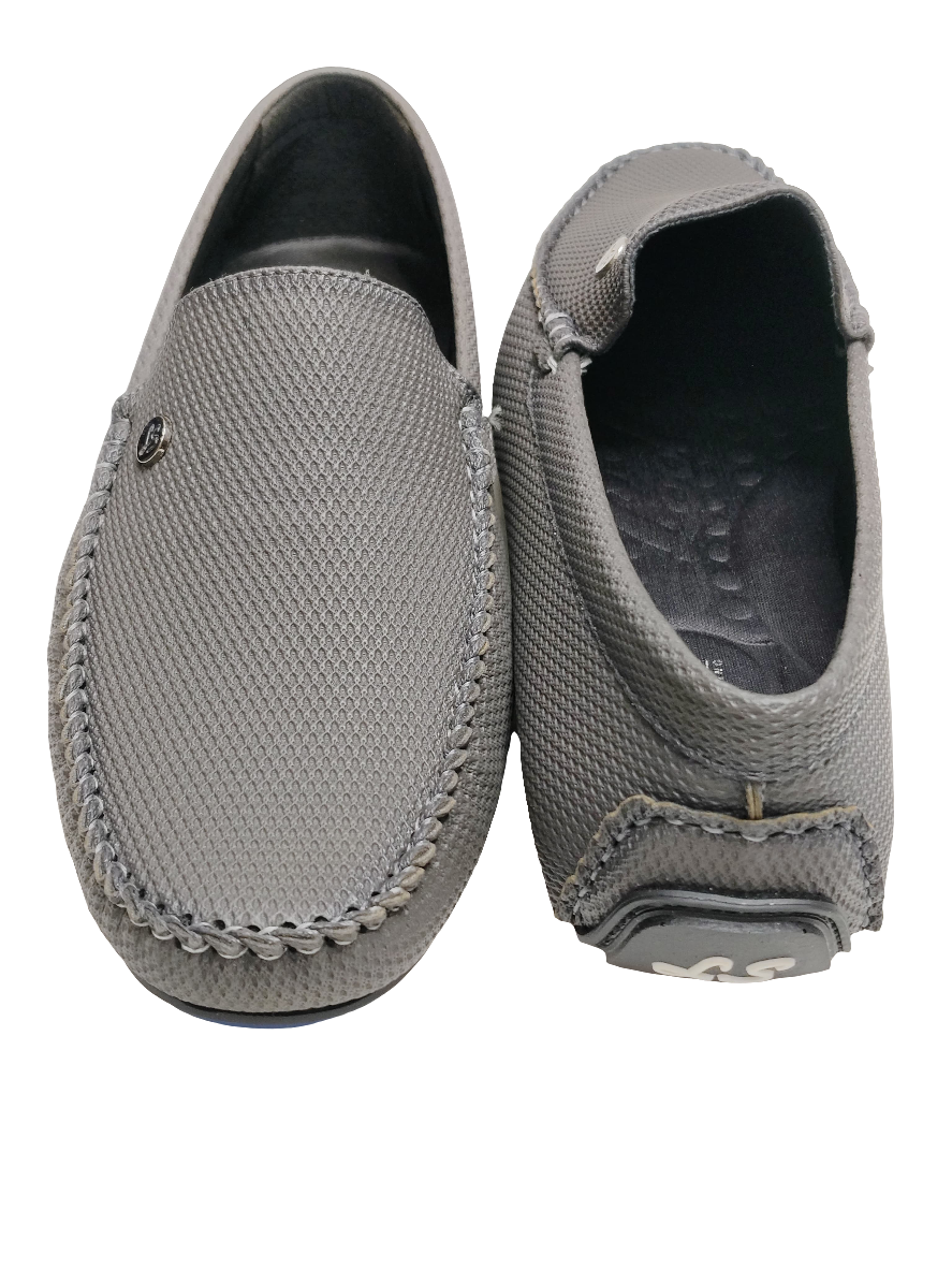 Grey Leather Loafers