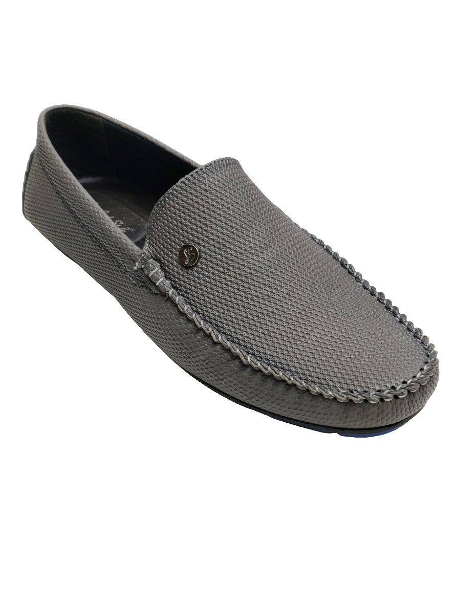 Grey Leather Loafers