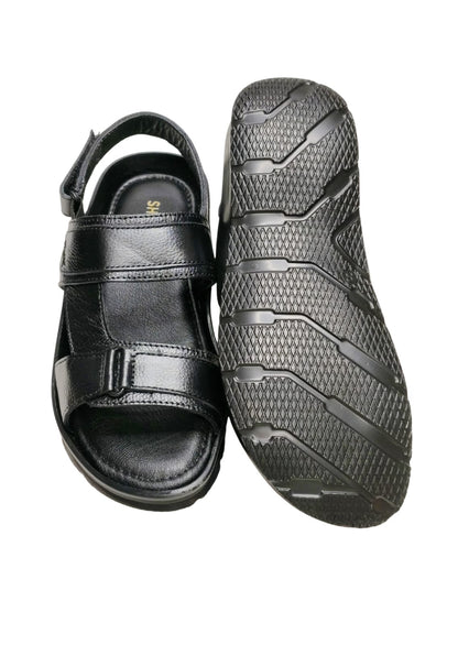 Men Leather Black Casual Sandle