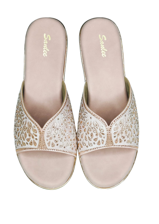 Women Pink Platform Heel Slip Ons