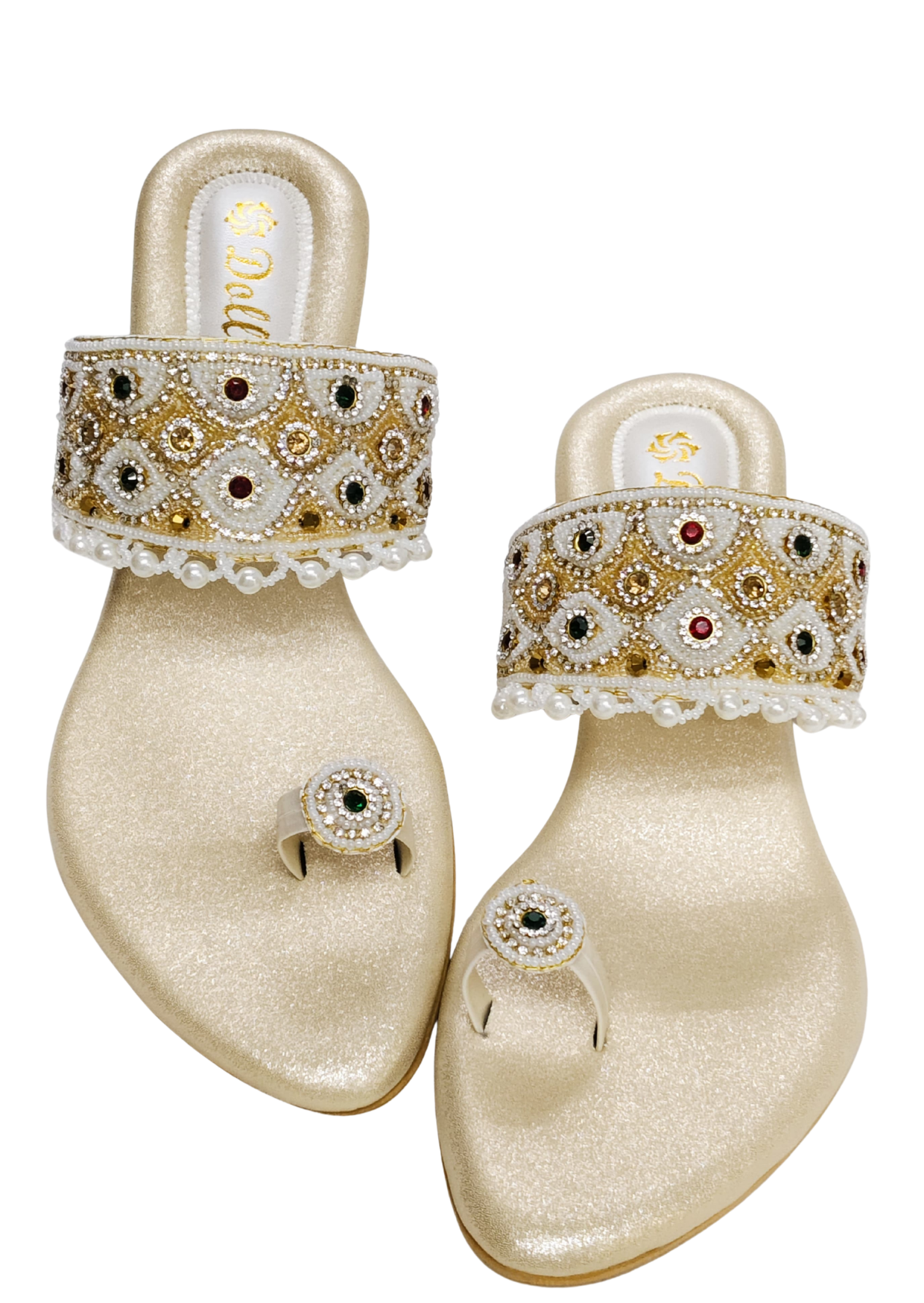 Women Gold Ethnic Slip Ons