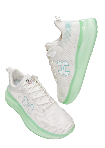 Men White/Green Sports Sneaker