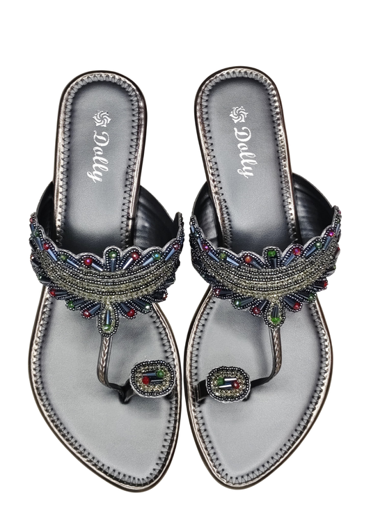 Women Grey Ethnic Slip Ons