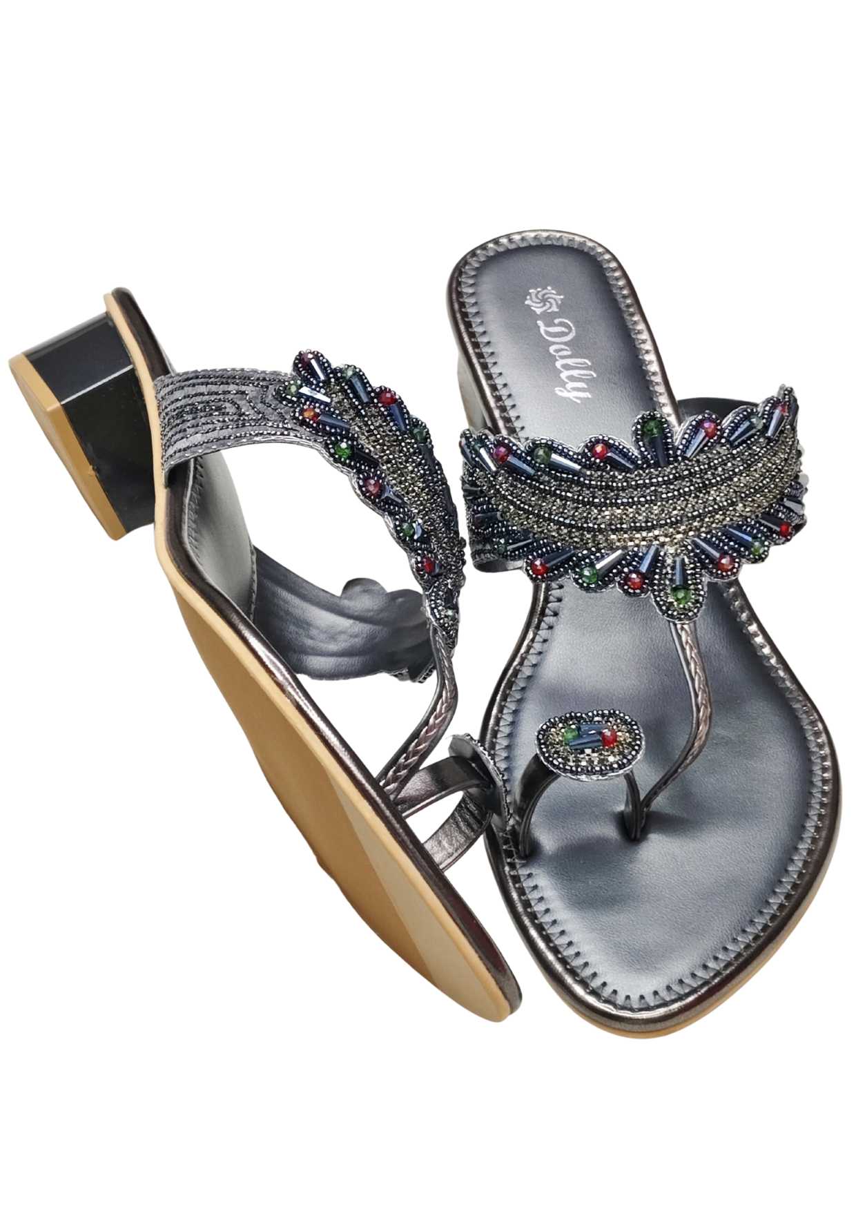 Women Grey Ethnic Slip Ons