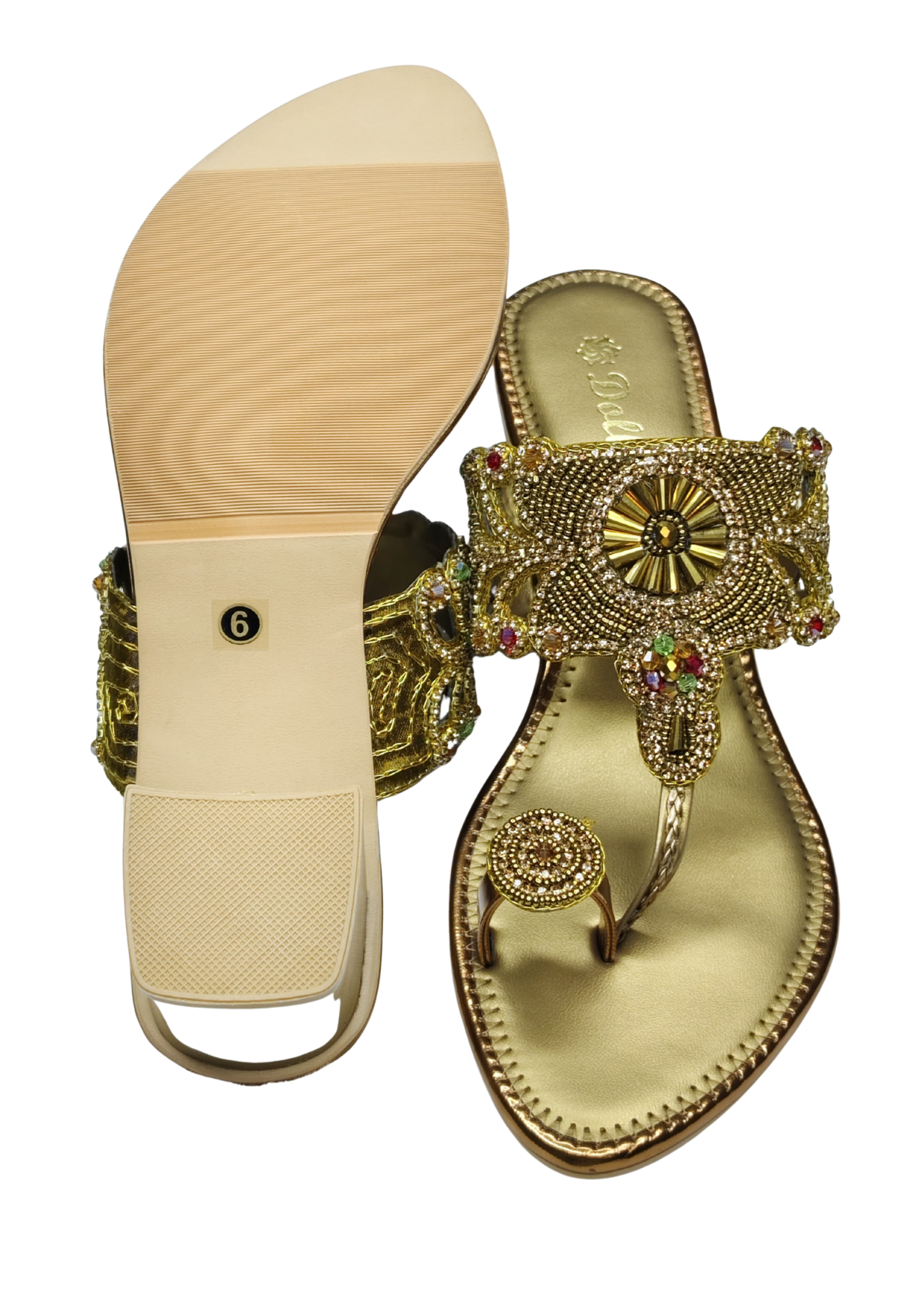 Women Gold Ethnic Slip Ons