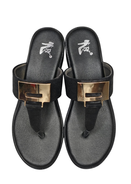 Women Black Platform Heel Slip Ons