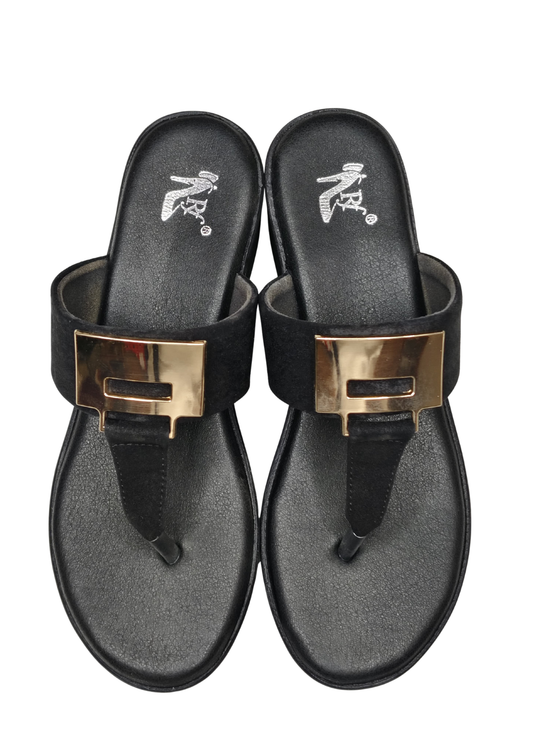 Women Black Platform Heel Slip Ons