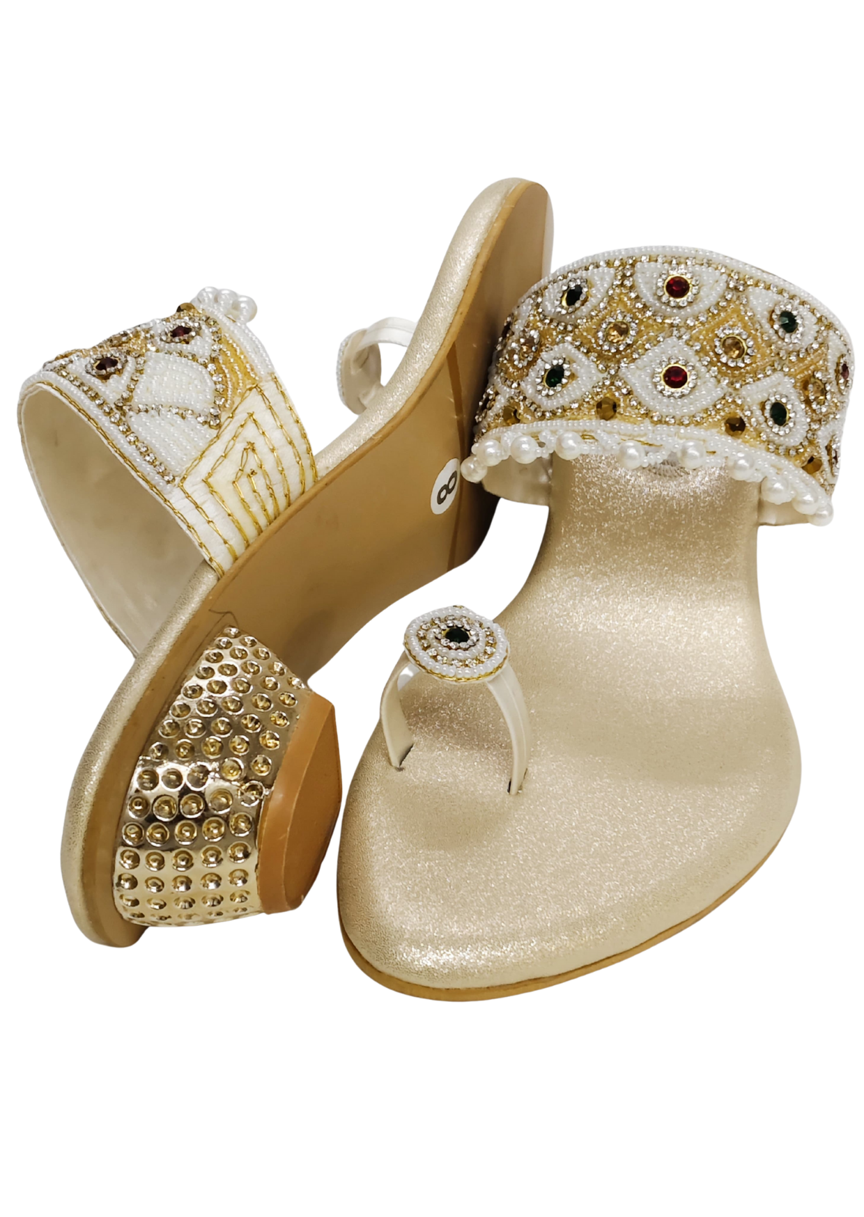 Women Gold Ethnic Slip Ons
