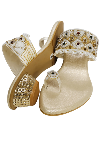 Women Gold Ethnic Slip Ons