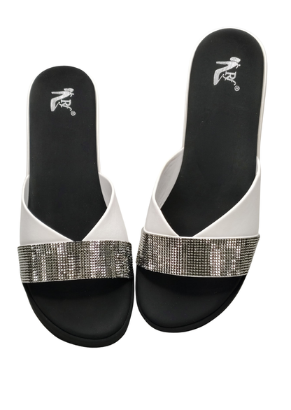 Women White Platform Heel Slip Ons