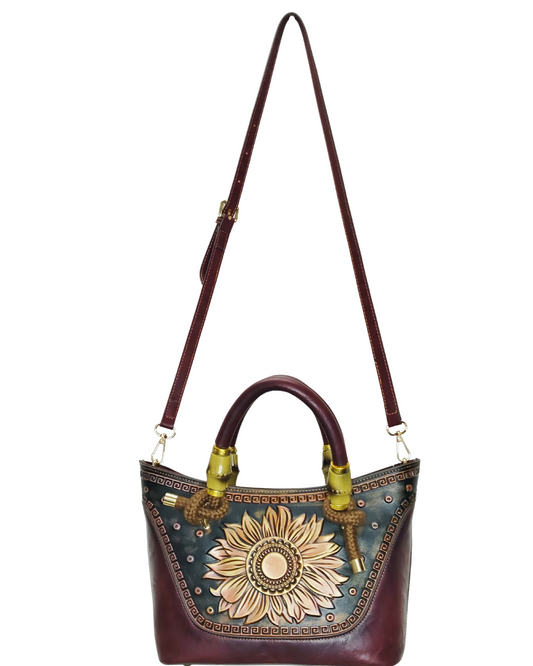 Women Wine Sunflower Sling Bag