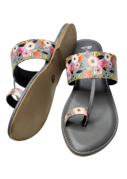 Women Grey Thumb Slip Ons