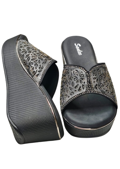 Women Black Casual Slip Ons