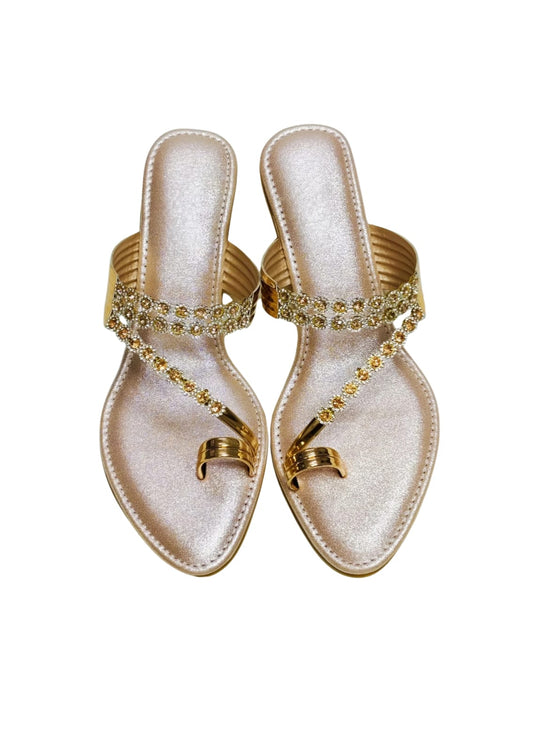 Women Pink Ethnic Thumb Slip Ons