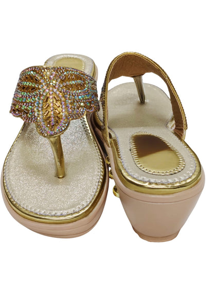 Women Gold Ethnic Slip Ons