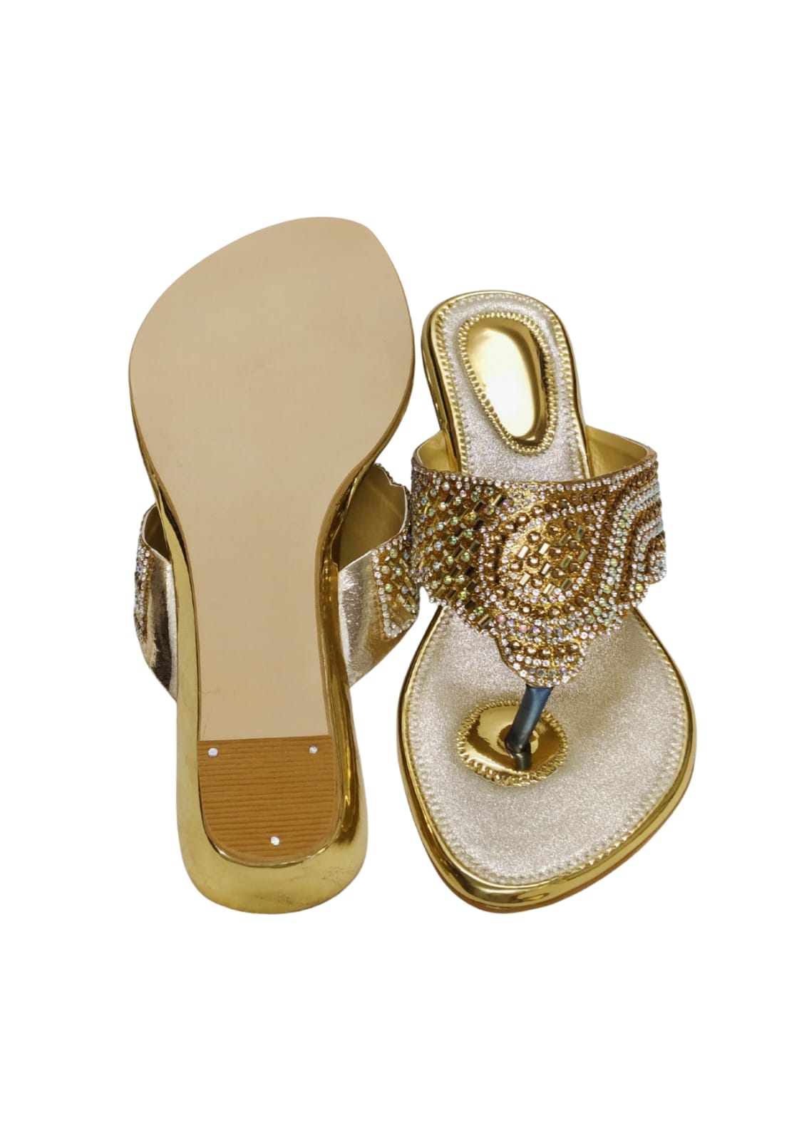 Women Gold Ethnic Slip Ons