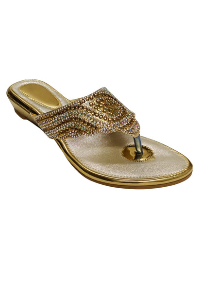Women Gold Ethnic Slip Ons