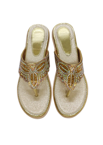 Women Gold Ethnic Slip Ons