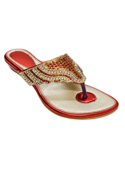 Women Red Ethnic Slip Ons