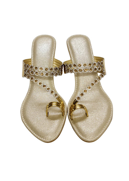 Women Gold Ethnic Thumb Slip Ons