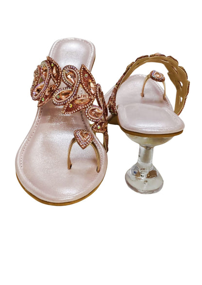 Women Pink Ethnic Thumb Slip Ons