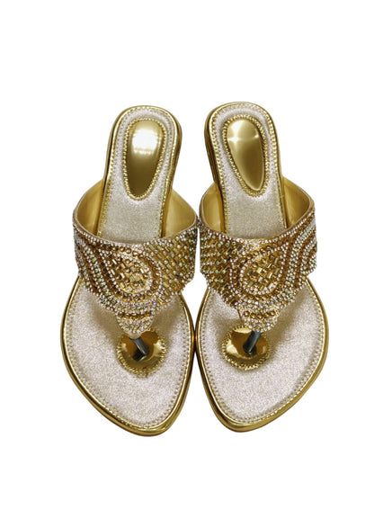 Women Gold Ethnic Slip Ons