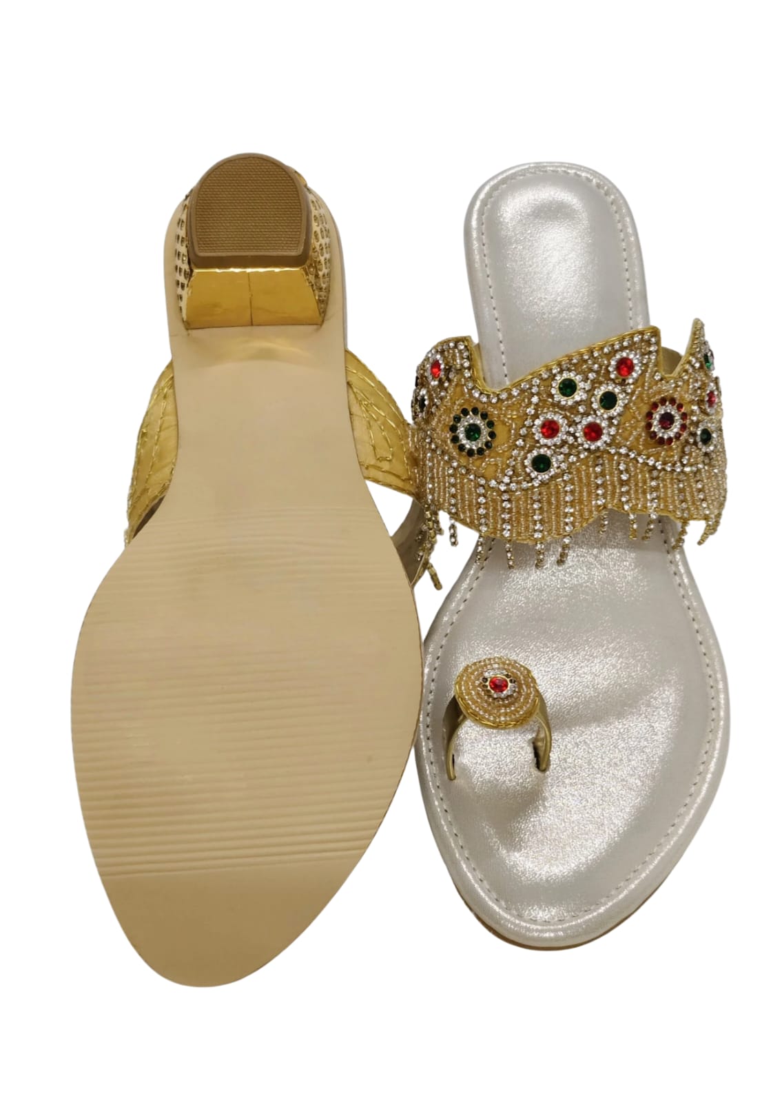 Women Gold Ethnic Thumb Slip Ons