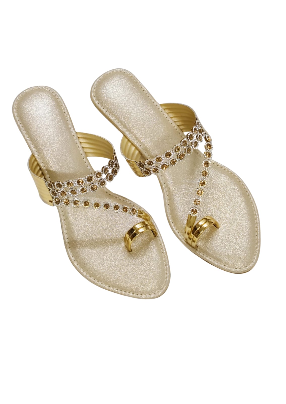 Women Gold Ethnic Thumb Slip Ons