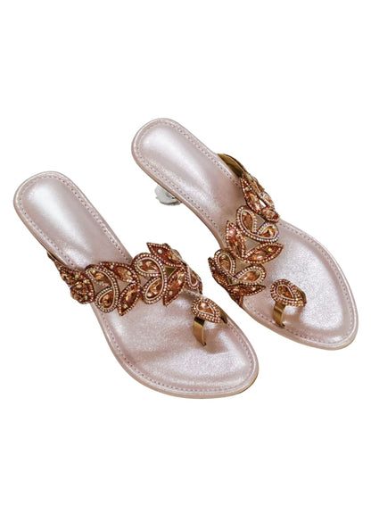 Women Pink Ethnic Thumb Slip Ons