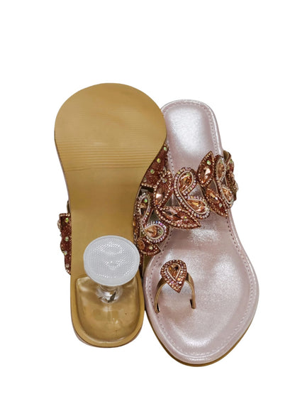 Women Pink Ethnic Thumb Slip Ons