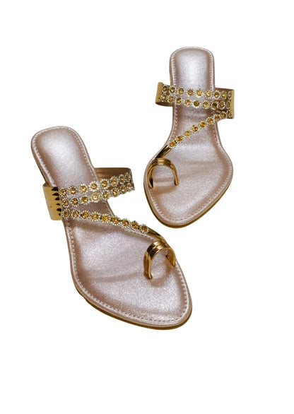 Women Pink Ethnic Thumb Slip Ons