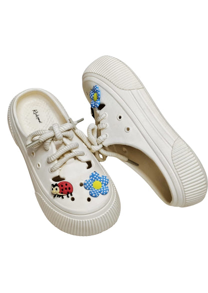 Women White Cut Crocs