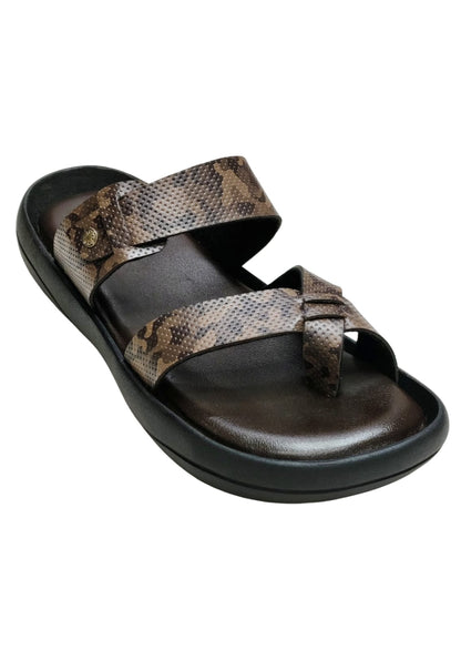 Men Brown Double Belt Chappal