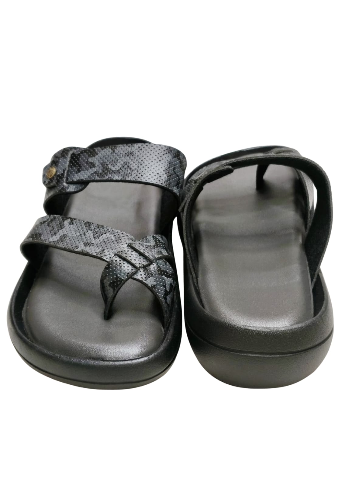 Men Grey Double Belt Chappal