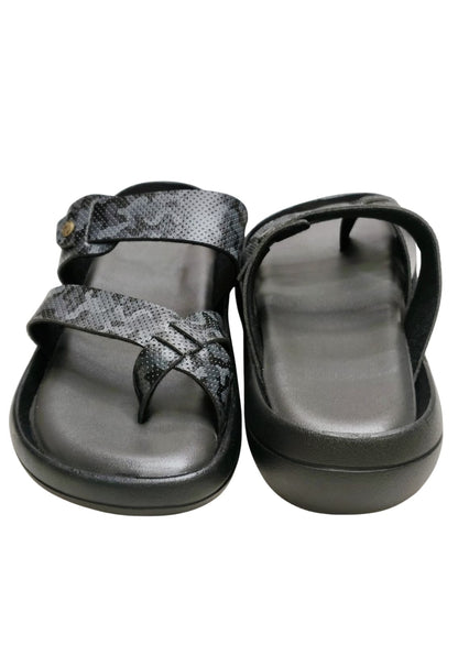 Men Grey Double Belt Chappal