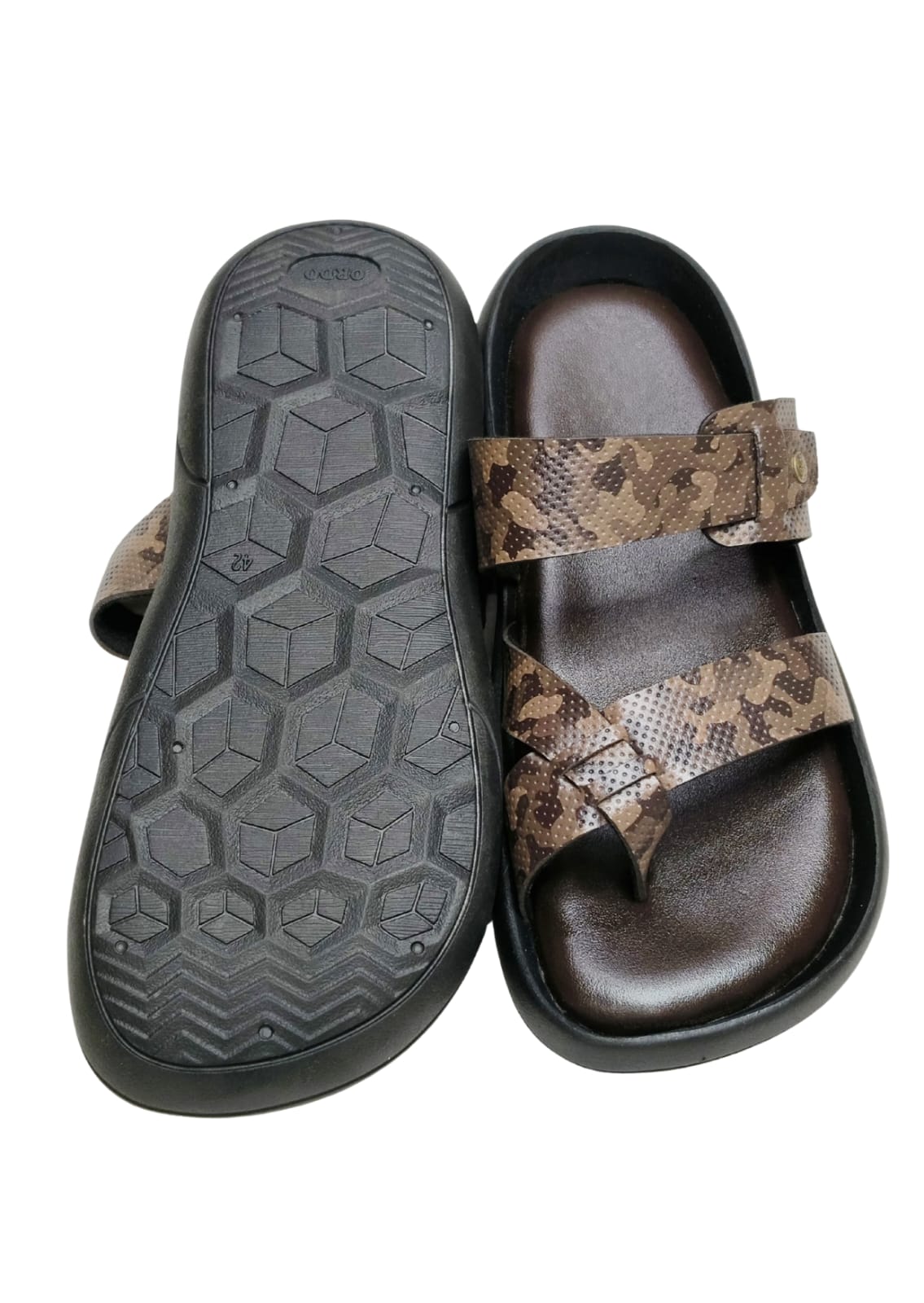 Men Brown Double Belt Chappal