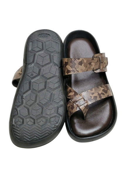Men Brown Double Belt Chappal