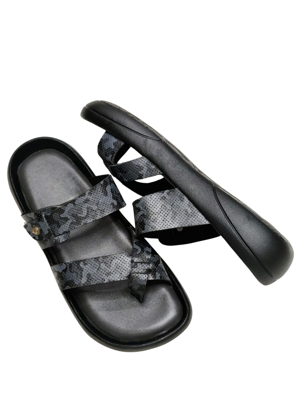 Men Grey Double Belt Chappal