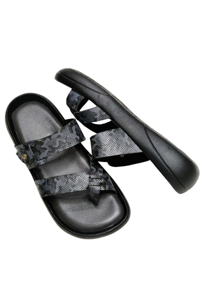 Men Grey Double Belt Chappal