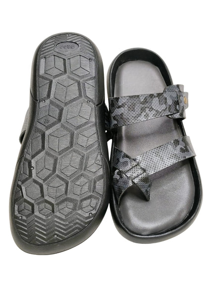 Men Grey Double Belt Chappal