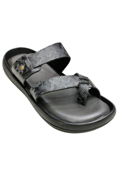 Men Grey Double Belt Chappal