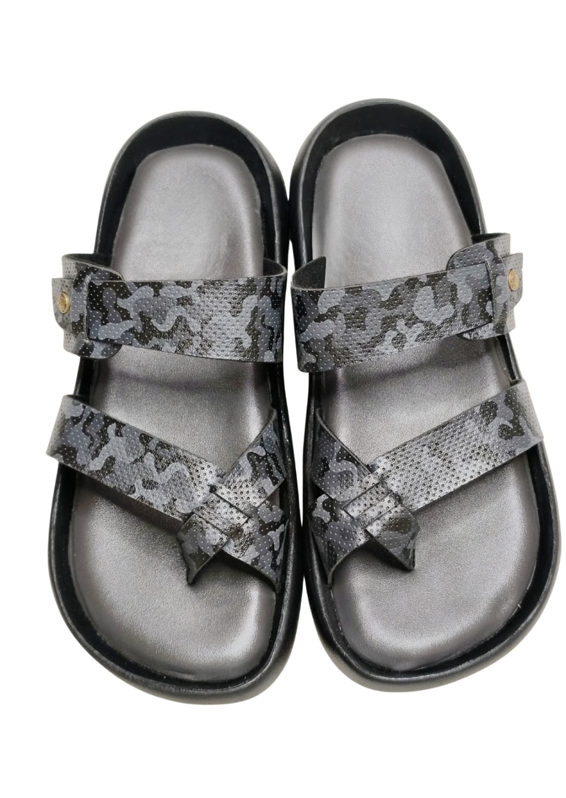 Men Grey Double Belt Chappal