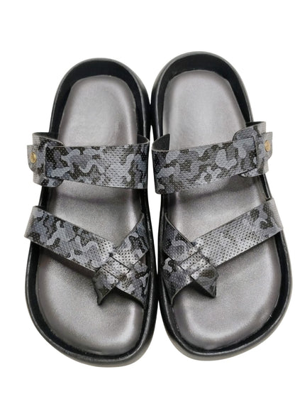 Men Grey Double Belt Chappal