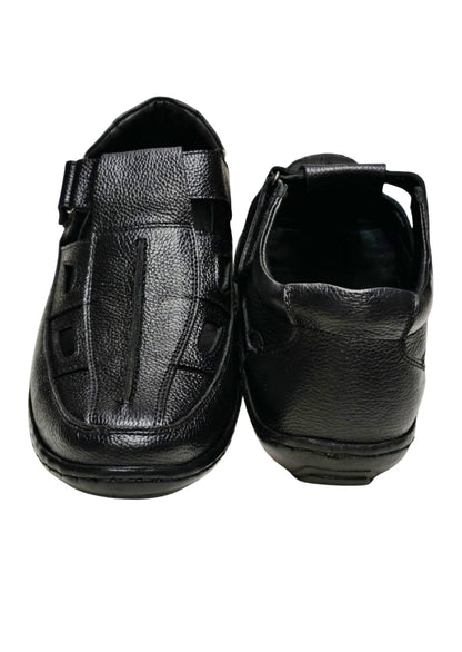 Men Black Leather Bantoo Shoes