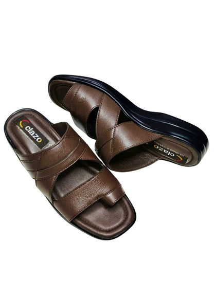 Men Brown Double Belt Chappal